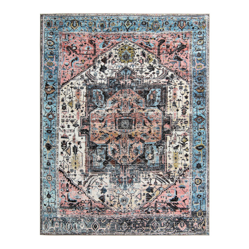 Tapis oriental bleu / noir Acelin, Rectangle 7 pi 10 po x 10 pi 4 po