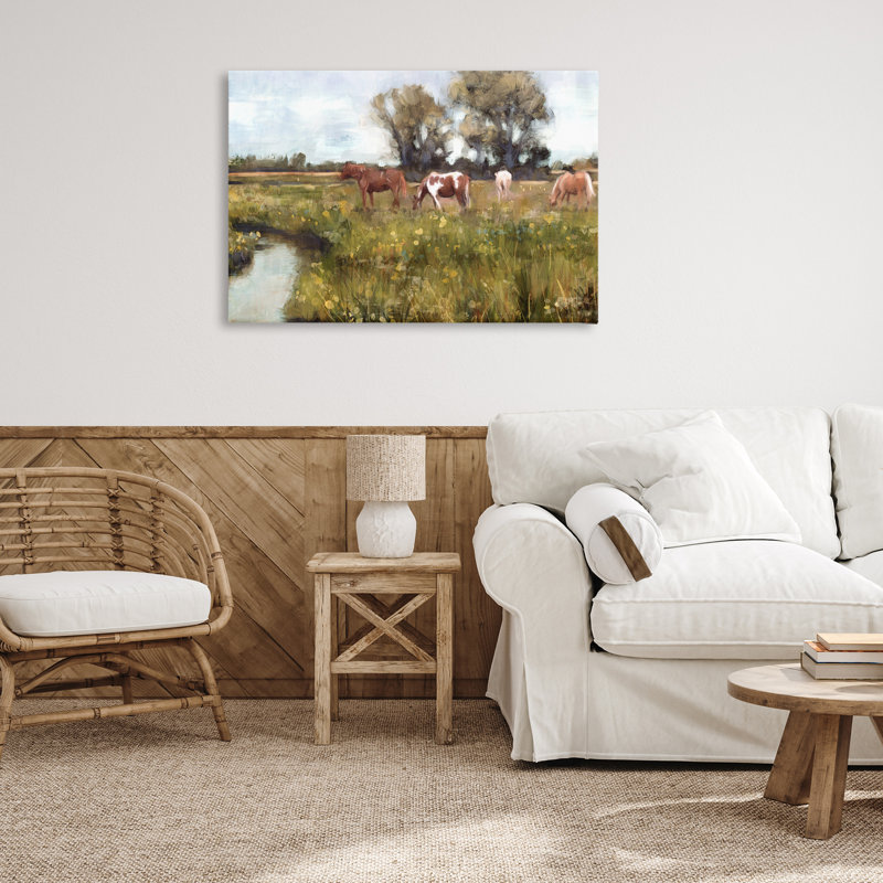 «Lazy Day Horse Landscape», art mural sur toile par Nina Blue, H 24 po x l 36 po