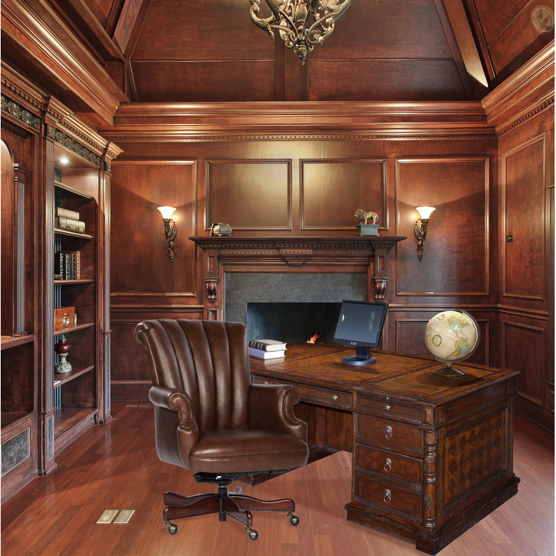 Adilynn Genuine Leather Executive Chair, Brown