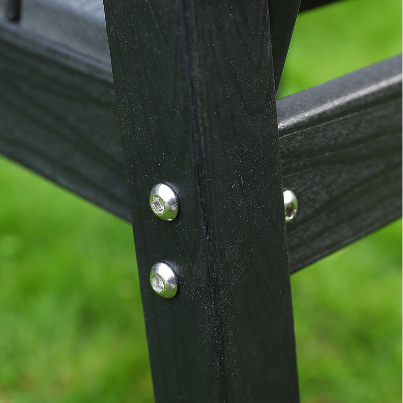 Modern HDPE Patio Dining Table, With Umbrella Hole, Weather Resistant, For Outdoor, Yard, Lawn (Black, 1 Piece - 35.43'' Table)