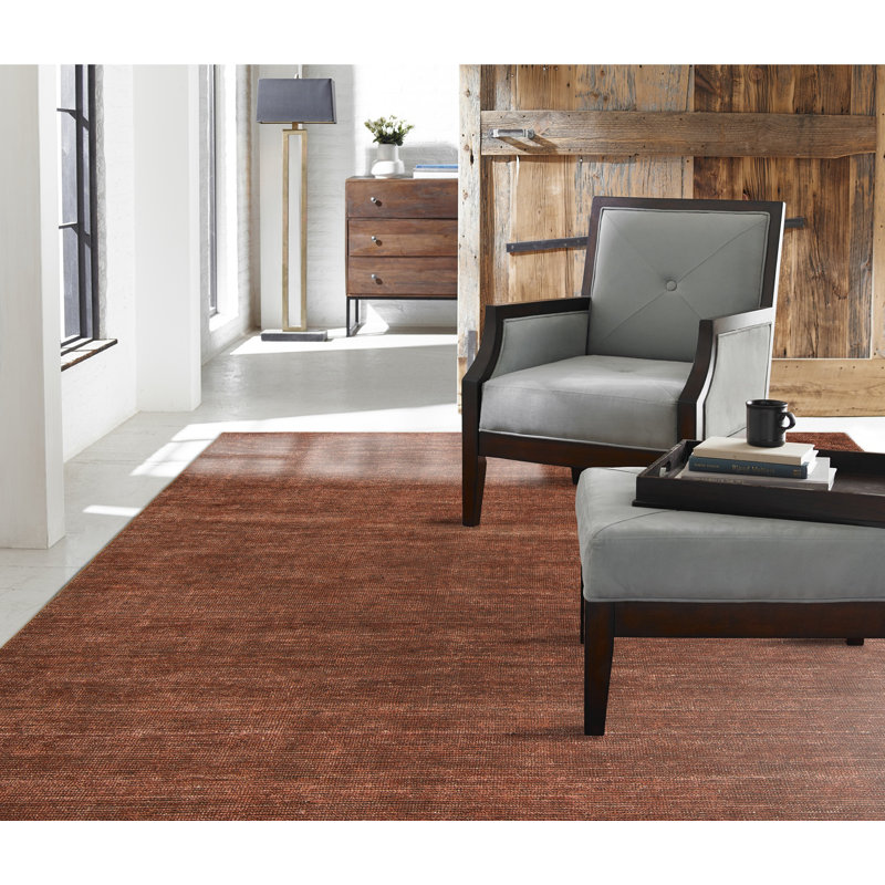 Chelsie Wool Area Rug in Rusty Rose, Rectangle 8'6" x 11'6"
