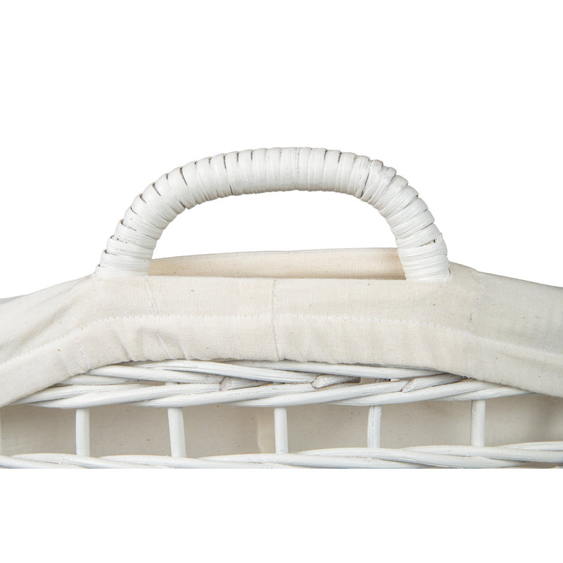 Panier à linge Rolling Wicker, Blanc