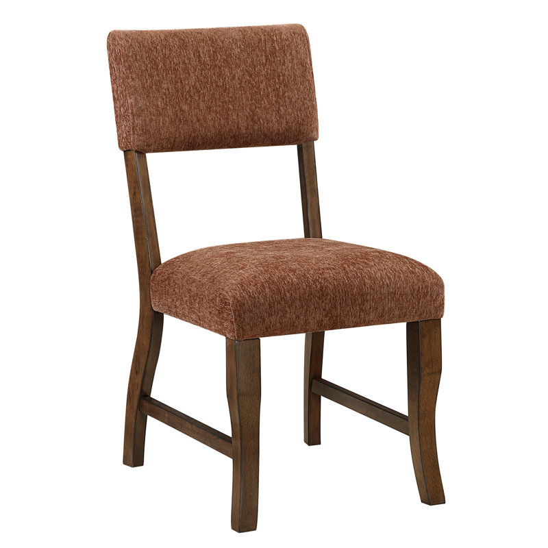 Chaises d'appoint de salle à manger rembourrées modernes en chenille rouille, de 2, couleur brune, structure contemporaine 2 pour la salle à manger, finition bois