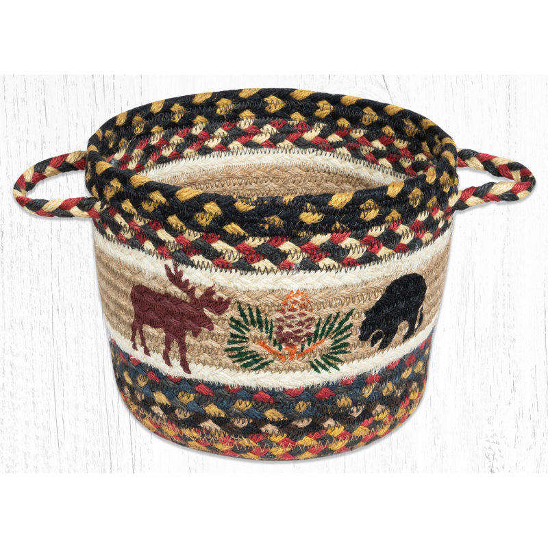 Earth Rugs Round Jute Casserole Baskets – Rustic Serving, 9"x7",, Moose/Pinecone