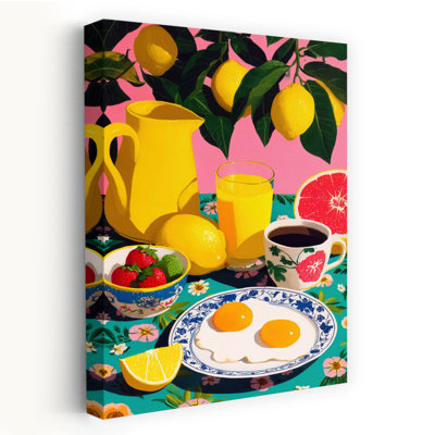 Art mural d'été coloré et coloré, petit déjeuner coloré et coloré