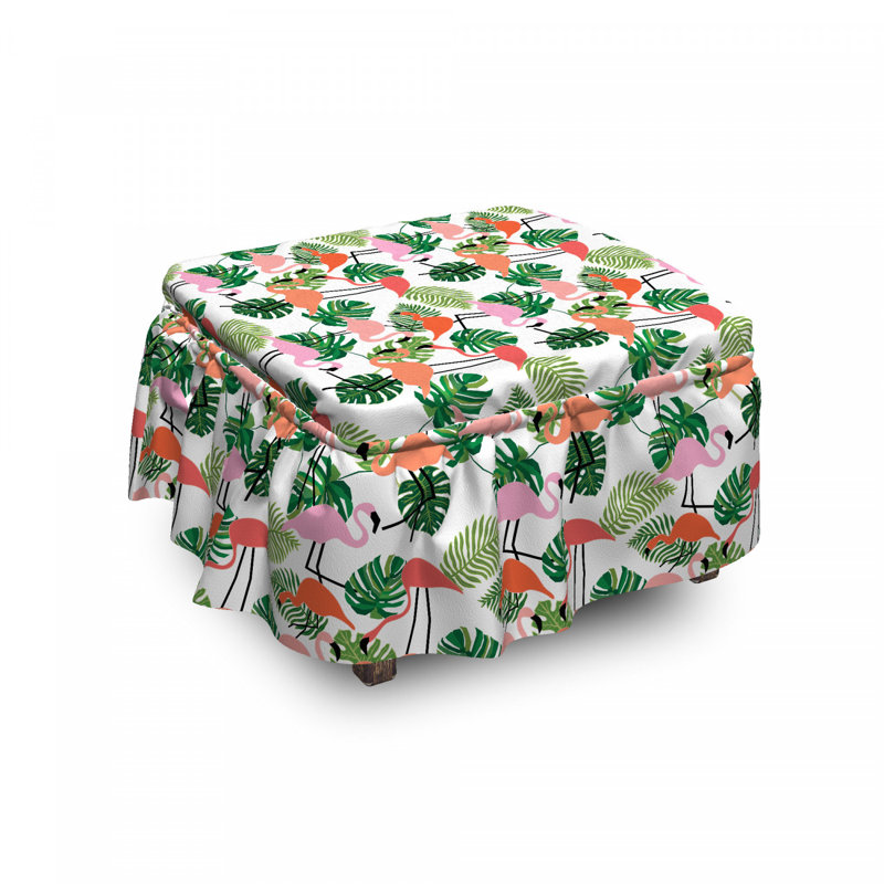 Housse pour repose-pieds monstera hipster flamant rose