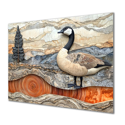 «Autumn Canadian Goose By The Wooden Lake I», reproduction d'art en métal