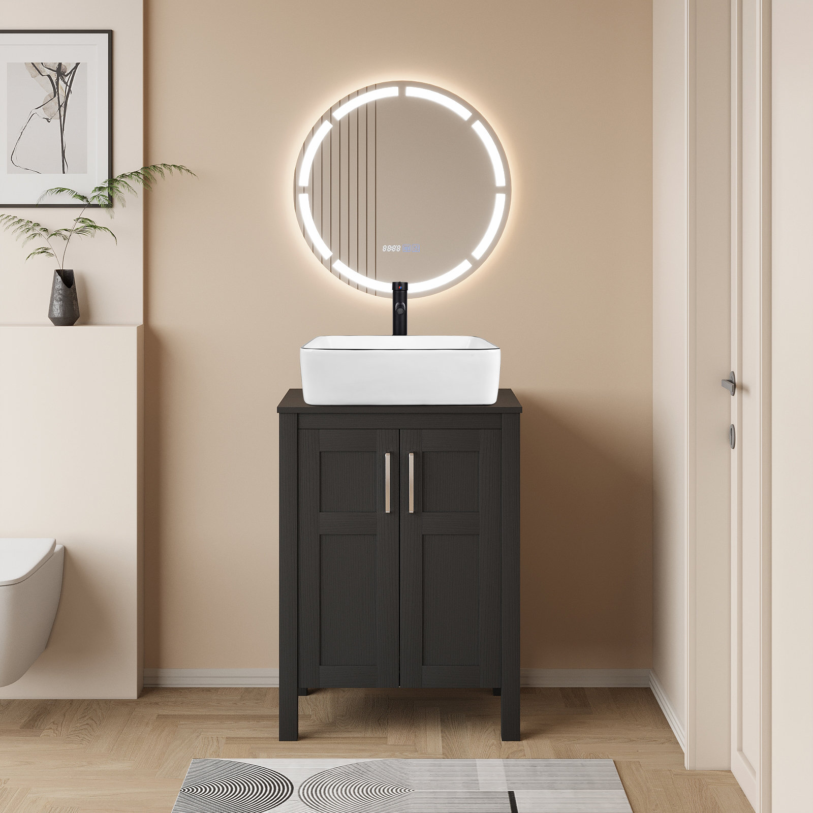 RAYS 24'' Single Bathroom Vanity with Manufactured Wood Top with Mirror ...