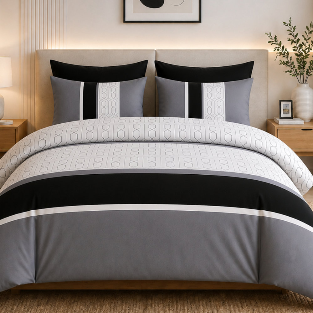 Grace Bedding Unisex Grey Premium King Duvet Cover Set Brushed Microfiber Soft Bedding In | : Single - Image 2