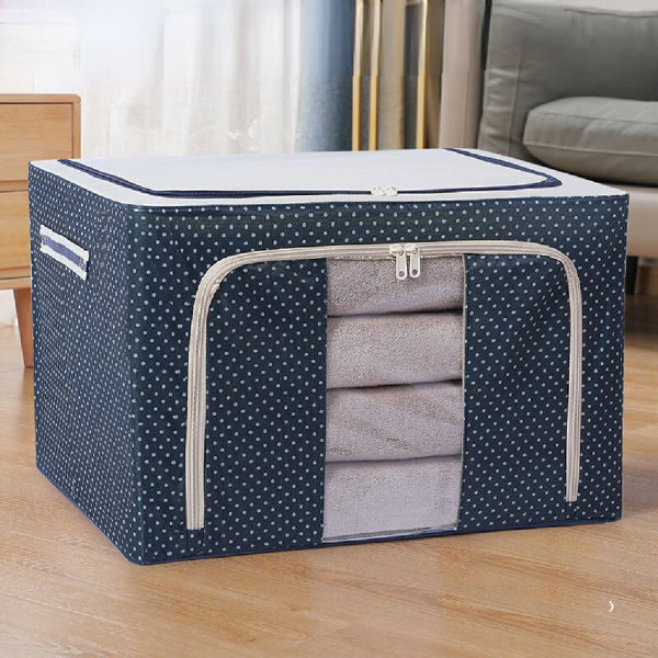 Storage Box Oxford Cloth Clothing Storage Box Finishing Box Storage Box Folding Multi Functional Dormitory (Set of 2) Latitude Run Color: Navy, Size