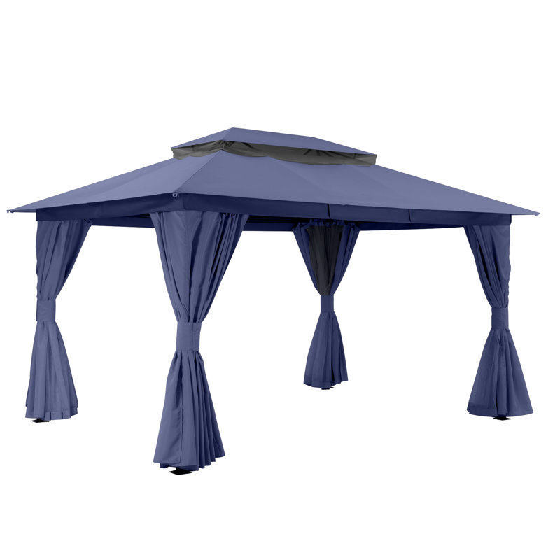 Lausaint Home 10'x13' Steel Patio Gazebo, Navy Blue