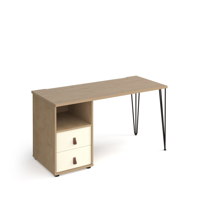 Tikal Hairpin Metal Base Computer Desk, Kendal Oak/Beige