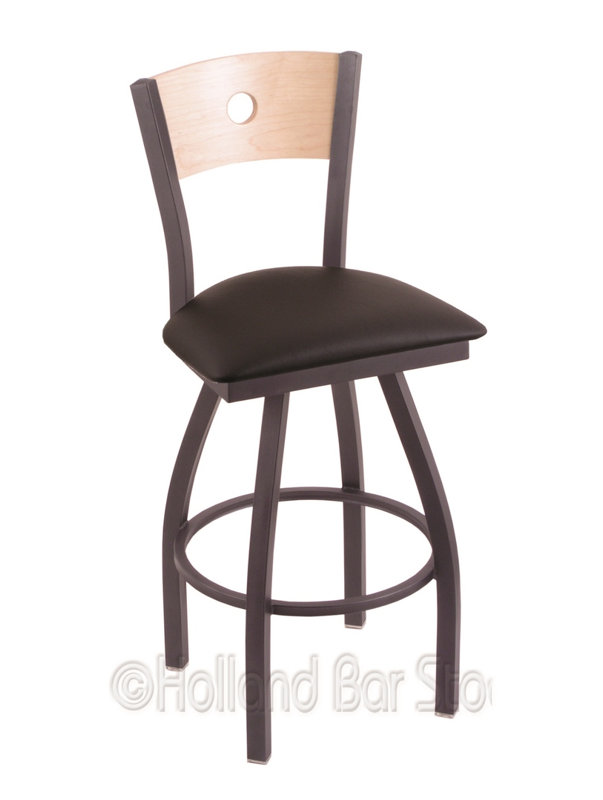 Tabouret de bar pivotant de 36" Lareau, Rein Adobe, Étain, Chêne Naturel