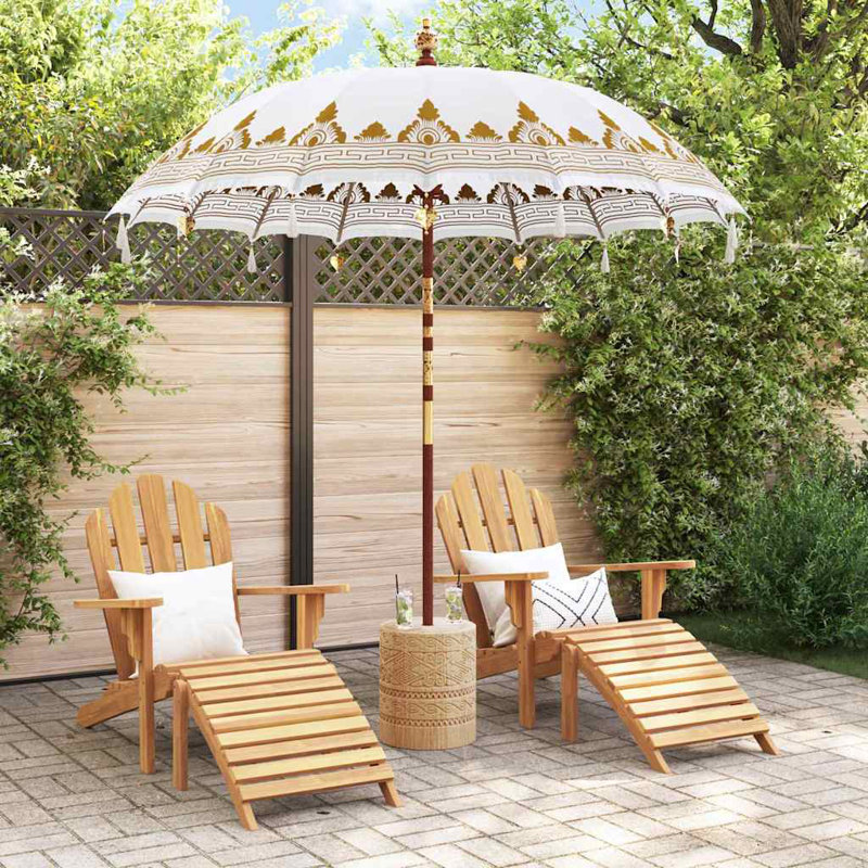 Beach Parasol, 260cm H x 215cm W x 215cm D, Cream Abstract