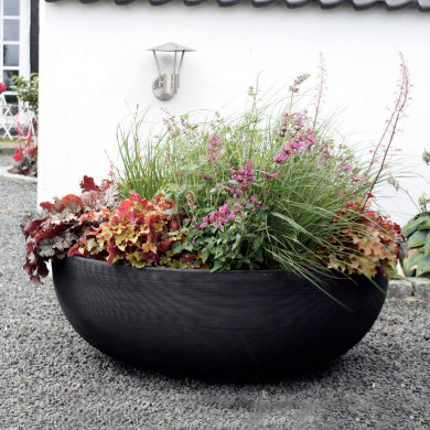 Orinoco Plastic Pot Planter, Caviar Black, 12" H x 31.75" W x 31.75" D