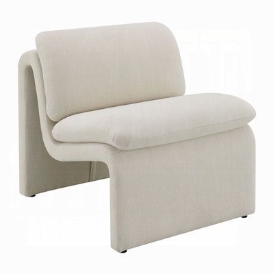 Kami Accent Chair, Curved Open Base, Armless Modern Boucle
