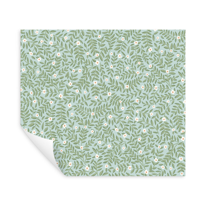 Papier peint adhésif floral Elodie, Bleu