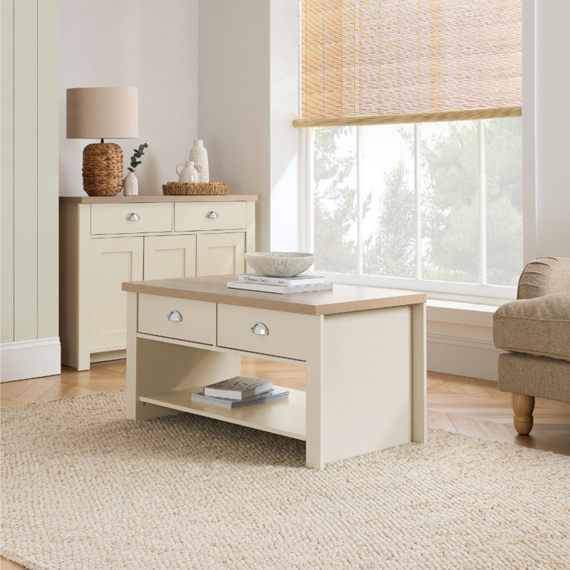 Highgate Sled Coffee Table with Storage, Cream