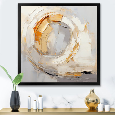 Abstract gold and white paint spiral  III - Abstract Spirals Canvas Prints