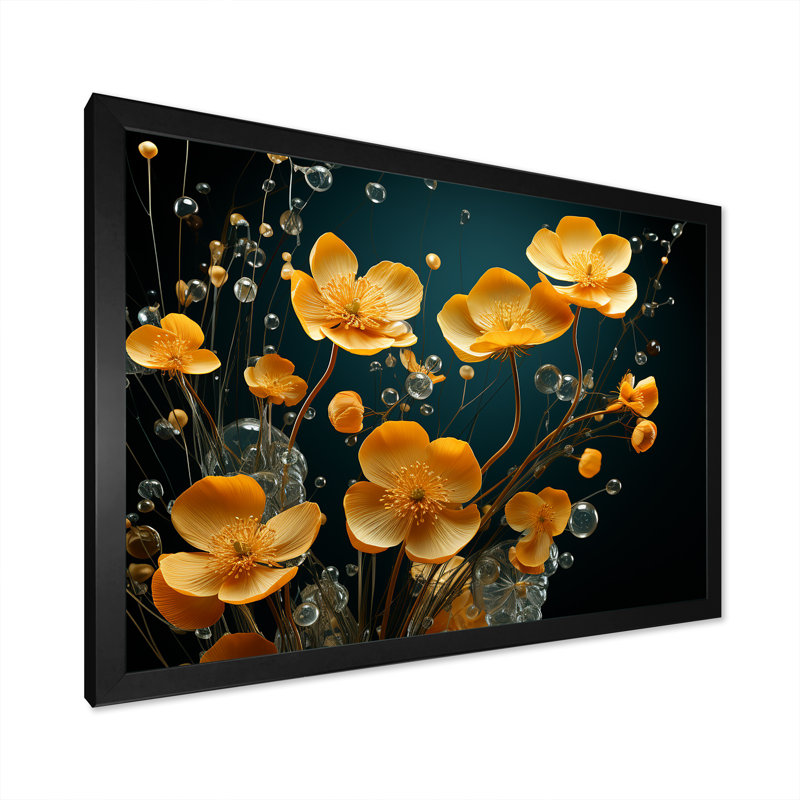 «Buttercups Collage Of Nature» sur toile, H 34 po x l 44 po, Cadre photo noir