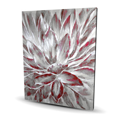 Red and Gray Flower - Contemporary Canvas for Bedroom Decor