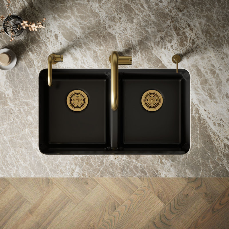 Riverby 33 In. Undermount Double-Bowl Kitchen Sink, Black