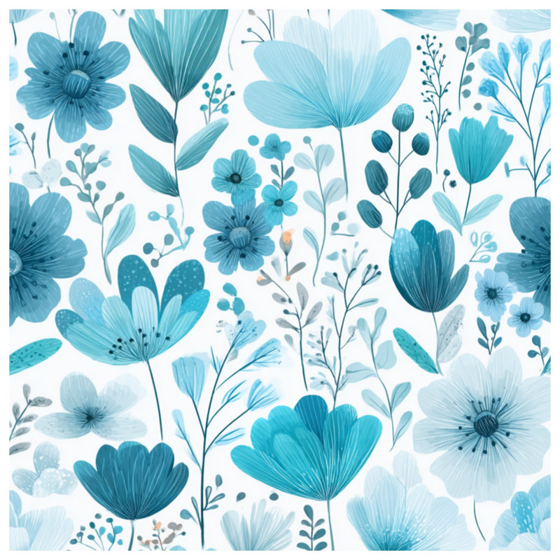 Couvre-lit matelassé bleu à motif floral toutes tailles, Très grand lit