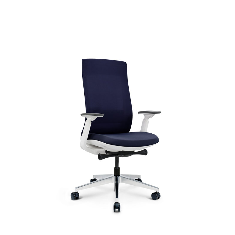 Polyester Blend Task Chair, White/Navy, Navy