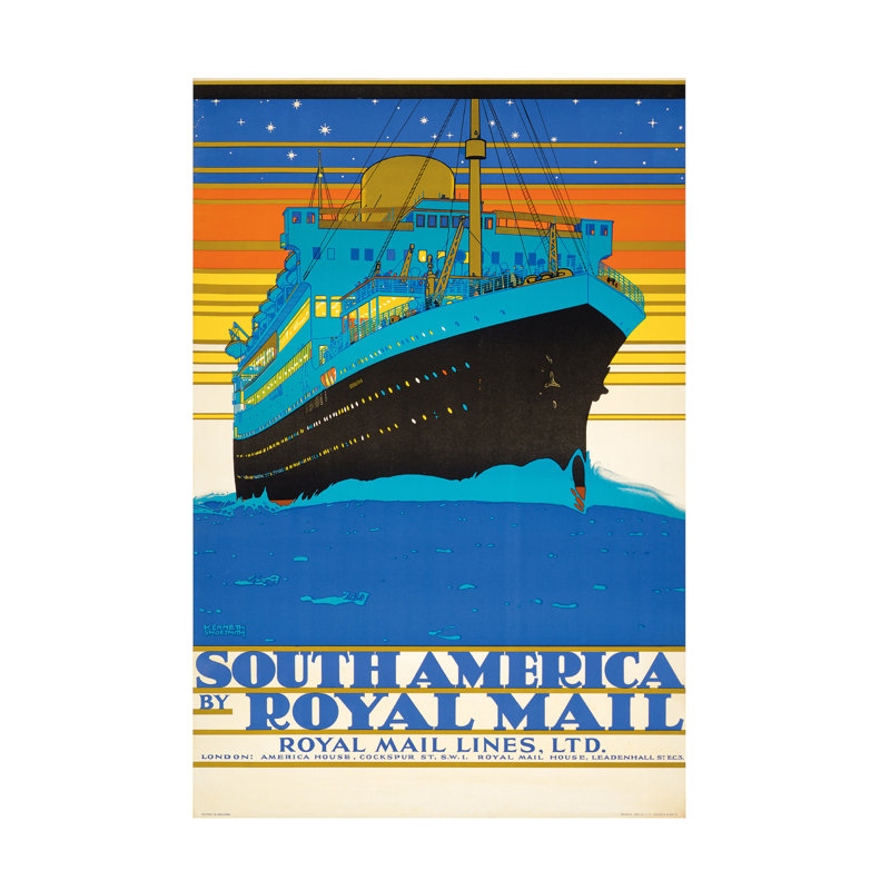 Art sur toile Kenneth Shoesmith South America par Royal Mail Lines, H 24 po x l 16 po