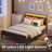 Deviana Metal Bed Frame with Headboard & Footboard and Charging Station, LED Light Included-838016788