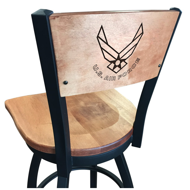 US Armed Forces Bar Stool, Medium Maple, U.S. Air Force