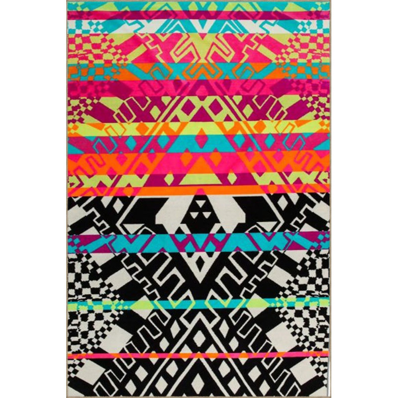 Multicolored Geometric Decorative Carpet, Runner 2'6" x 6'7"