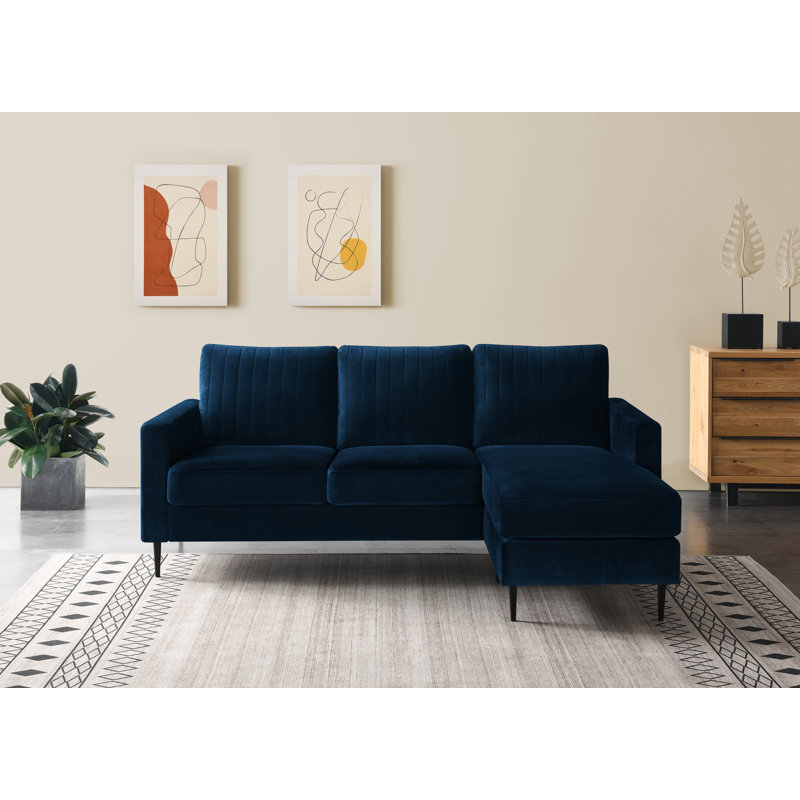 Bondfield 4 Seater Velvet Fabric Sofa, Blue