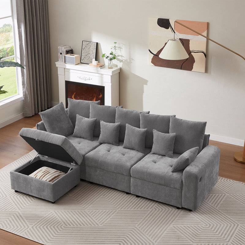 Myrleen Upholstered 96.45'' Sofa, Grey