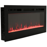 Caines Wall-Mount or Recessed Electric Indoor Fireplace, Black