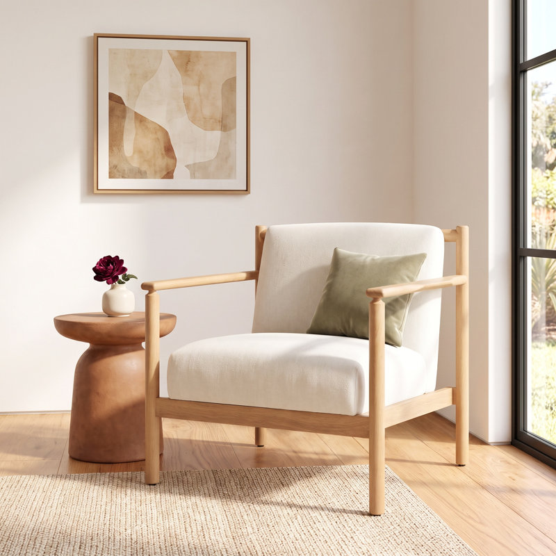 Anastasia Josephine Solid Wood Upholstered Armchair, Cloud Performance Weave