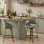 Ensemble de tabourets de bar pivotants de style moderne du milieu du siècle en noyer avec siège rembourré