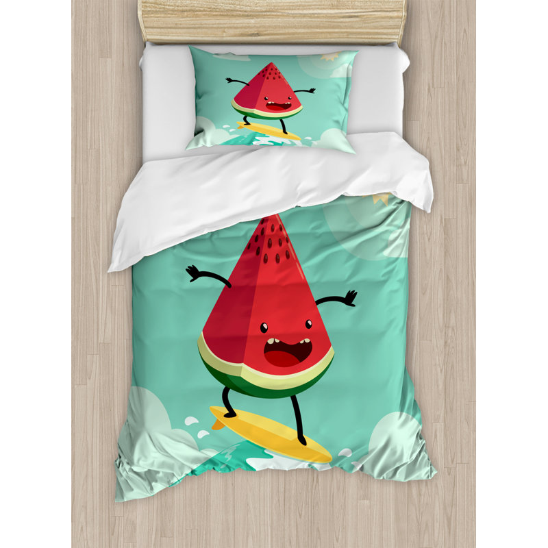 Ensemble de housse de couette Surf, Housse de couette simple + 1 taie décorative