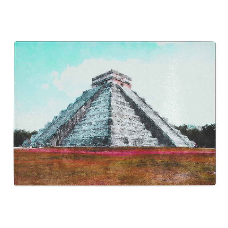 Chichen Itza in Mexico Painting Chopping Board, 0.4cm H x 20cm W x 28.5cm L