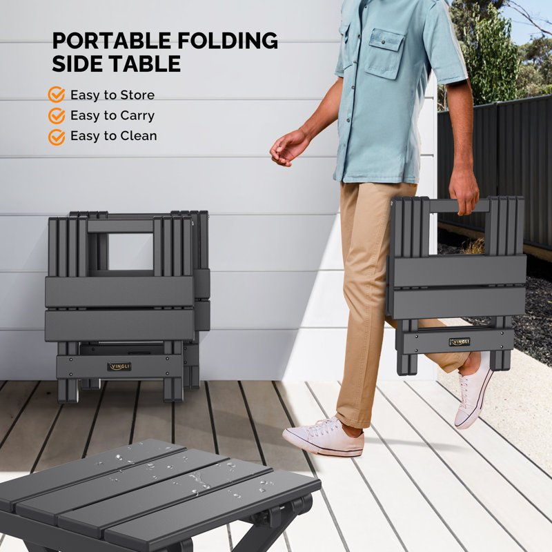 Patio HDPE Side Table, Black