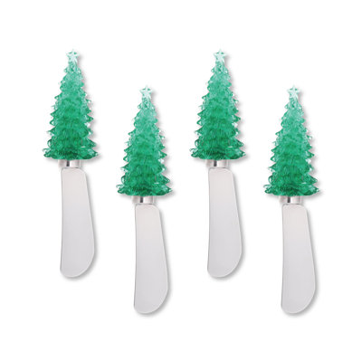 Holiday Tree Transparent Polyresin Cheese Spreader, S4