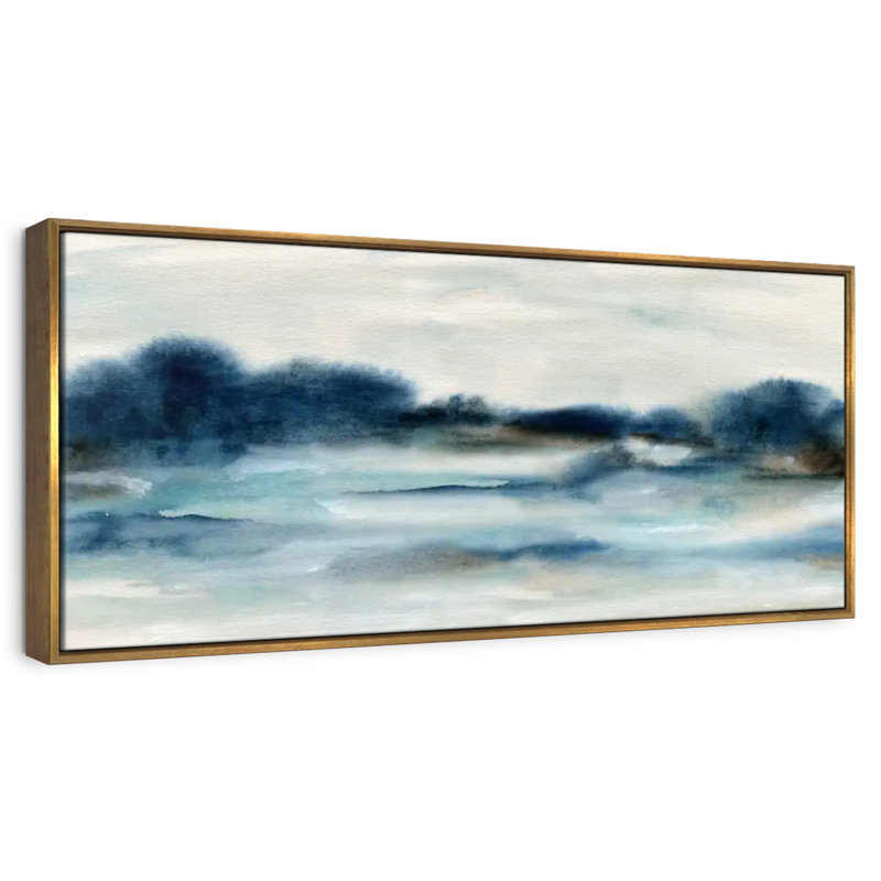 Vue panoramique sur la baie, Cadre flottant doré, 57 po x 19 po