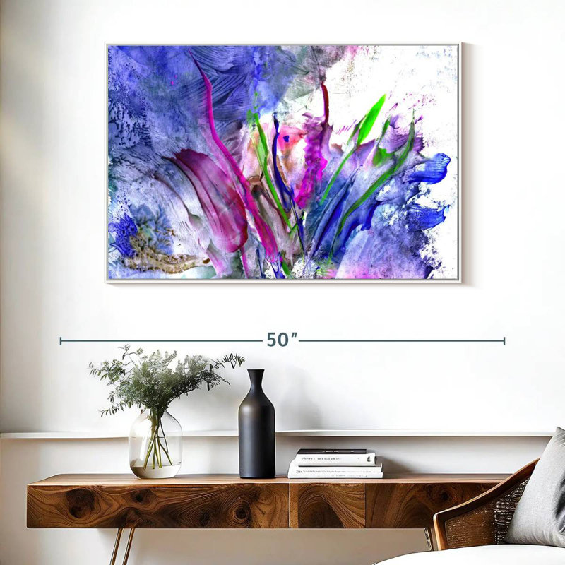 Fleur Syd, Cadre flottant blanc, 40 po x 27 po