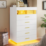 4 Drawer Dresser With Led Lights, Floating Tall Dresser