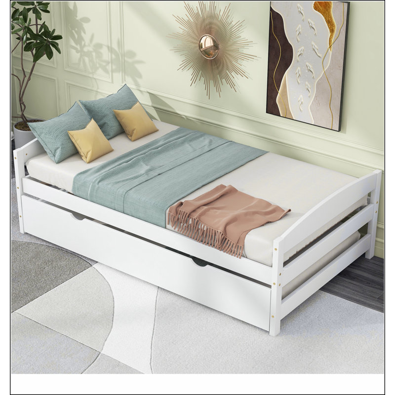 Lit plateforme avec lit gigogne, Blanc