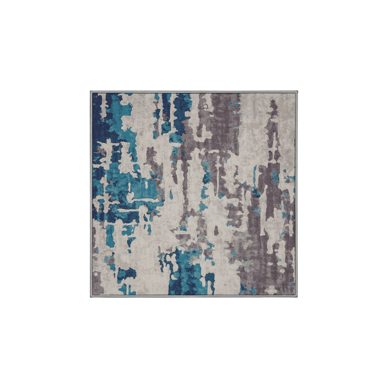 Tapis gris soyeux et moelleux, Carré 5 pi