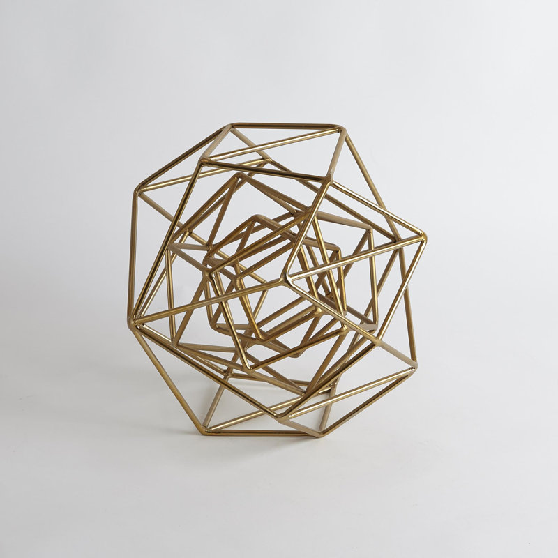 Geo Sculpture, 8" H x 10" W x 10" D, Gold