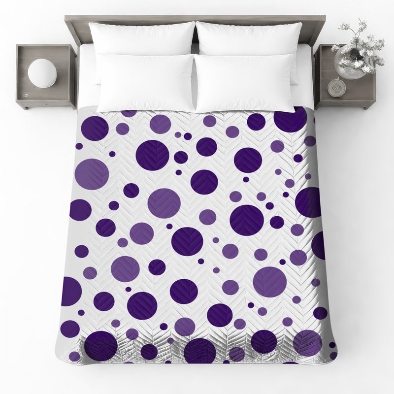 Couvre-lit matelassé à pois mauves toutes tailles, Double