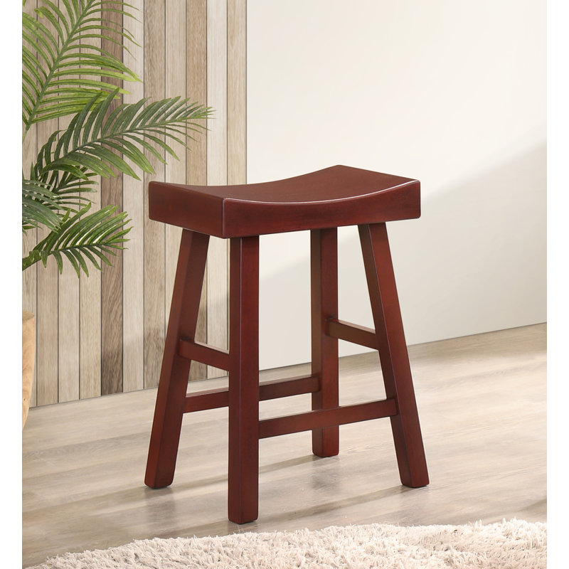 Melvyn Solid Wood Bar & Counter Stool, Counter Stool (25.38” Seat Height), Dark Cherry