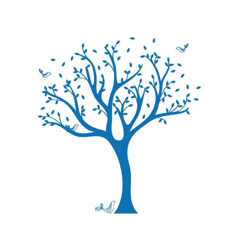 Décalcomanie murale arbre tweet, Bleu azur